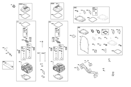 Cylinder Head Group Diagram and Parts List for 356447-0640-G1 200000 - 399999 Briggs and Stratton Engine
